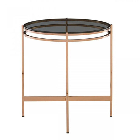 Vig Furniture - Modrest Bradford Modern Smoked Glass & Rosegold End Table - Vgewct1011-1Ba-Et