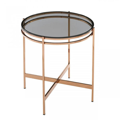 Vig Furniture - Modrest Bradford Modern Smoked Glass & Rosegold End Table - Vgewct1011-1Ba-Et