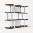 Modrest Brewer Modern Walnut Glass & Stainless Steel Bookshelf Vgbbmq2001Sf-Shelf