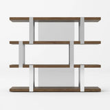 Vig Furniture - Modrest Brewer - Modern Walnut Glass & Stainless Steel Bookshelf - Vgbbmq2001Sf-Shelf