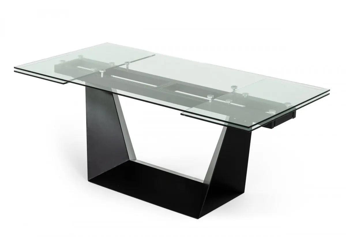 Vig Furniture - Modrest Bronwin Modern Glass & Black Metal Extendable Dining Table - Vgnsgd8684-Blk-Dt