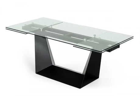 Vig Furniture - Modrest Bronwin Modern Glass & Black Metal Extendable Dining Table - Vgnsgd8684-Blk-Dt