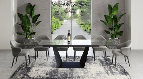 Vig Furniture - Modrest Bronwin Modern Glass & Black Metal Extendable Dining Table - Vgnsgd8684-Blk-Dt