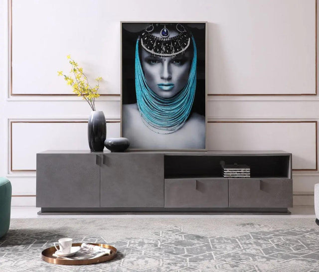 Vig Furniture - Modrest Buckley - Modern Grey Crackle Tv Stand - Vgvctv2003-Gry-Tv