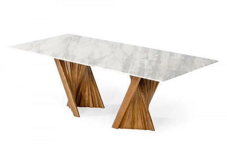 Vig Furniture - Modrest Cadence - Modern Walnut & Marble Dining Table - Vgcsdt-1571-Mrb