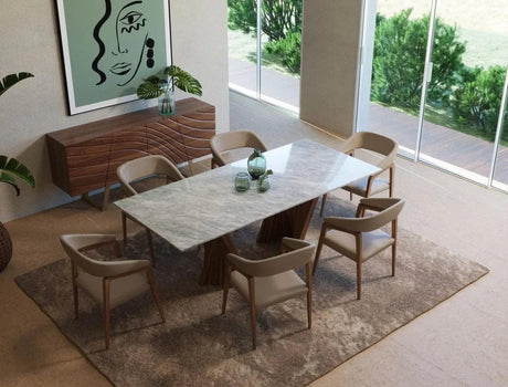 Vig Furniture - Modrest Cadence - Modern Walnut & Marble Dining Table - Vgcsdt-1571-Mrb