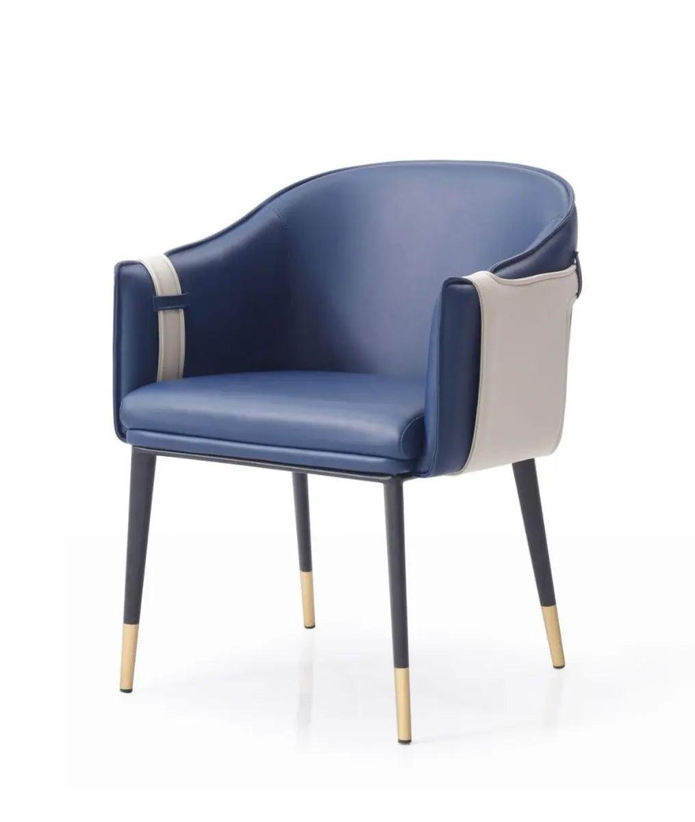 Vig Furniture - Modrest Calder Blue & Beige Bonded Leather Dining Chair - Vgvcb065-Blu-Dc