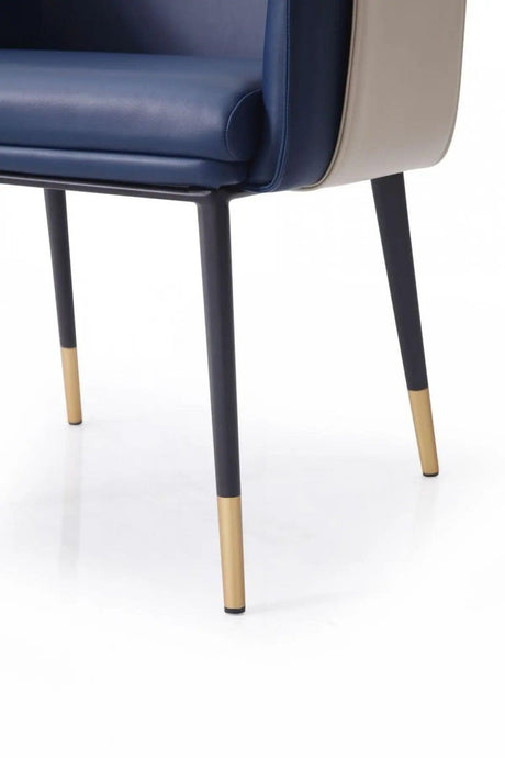 Vig Furniture - Modrest Calder Blue & Beige Bonded Leather Dining Chair - Vgvcb065-Blu-Dc