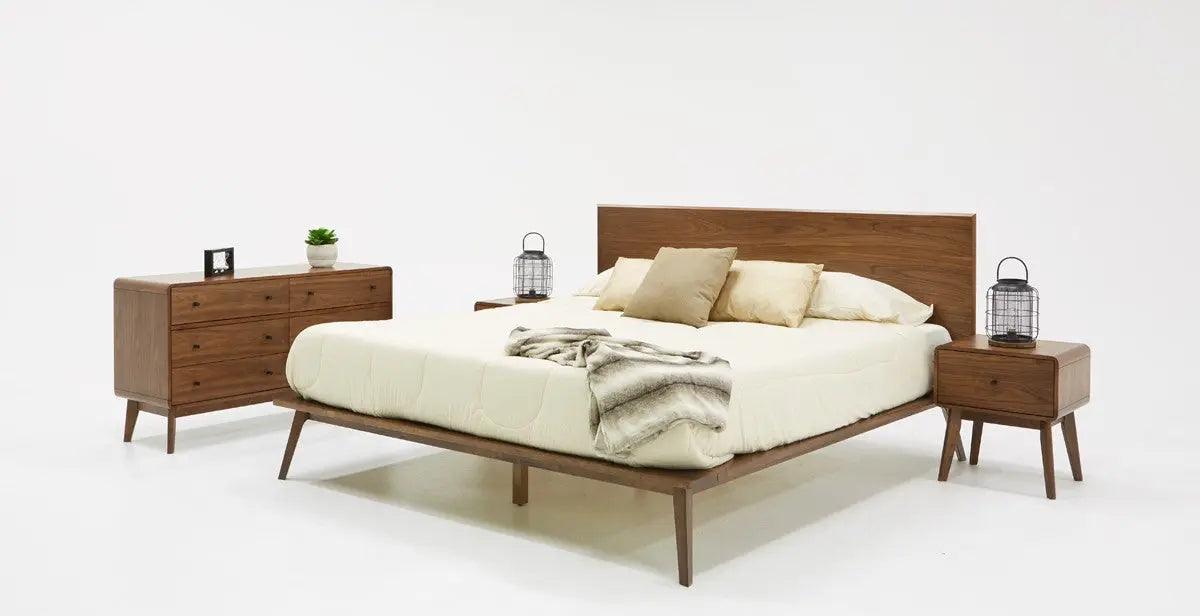 Modrest Carmen Mid-Century Modern Walnut Bed - Thumbnail 2