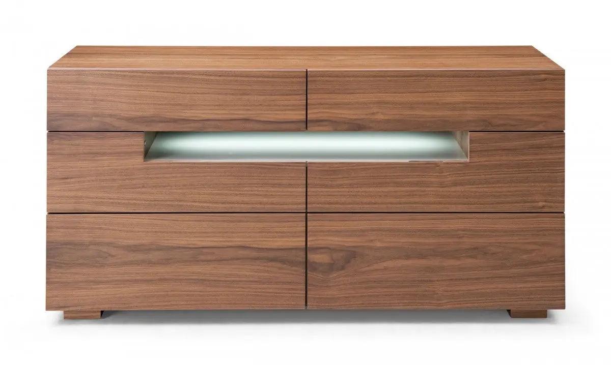 Vig Furniture - Modrest Ceres - Contemporary Led Walnut Dresser - Vgwccg05D-Wal-Drs