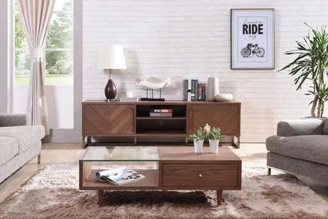 Vig Furniture - Modrest Chevron Modern Walnut Tv Stand - Vgvctv1513