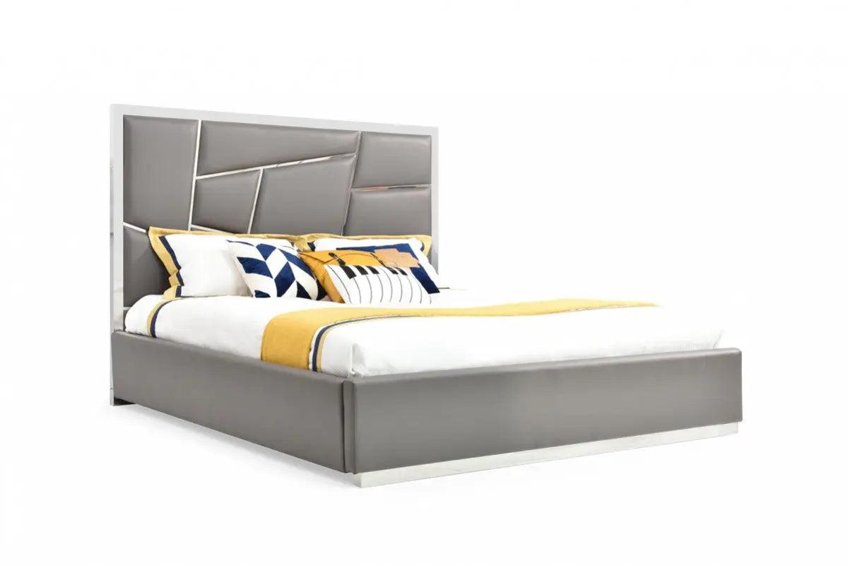 Vig Furniture - Modrest Chrysler Modern Grey Bedroom Set - Vgvcbd8978-Set-Gry