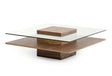 Modrest Clarion Modern Walnut And Glass Coffee Table Vgbble638E