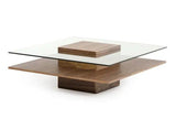 Vig Furniture - Modrest Clarion Modern Walnut And Glass Coffee Table - Vgbble638E