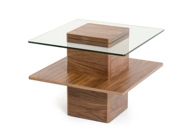 Vig Furniture - Modrest Clarion Modern Walnut And Glass End Table - Vgbble638B