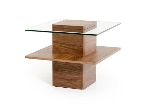 Vig Furniture - Modrest Clarion Modern Walnut And Glass End Table - Vgbble638B