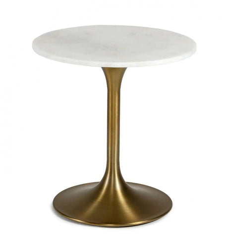 Vig Furniture - Modrest Collins - Glam White Marble & Gold End Table - Vggmm-Et-1089A