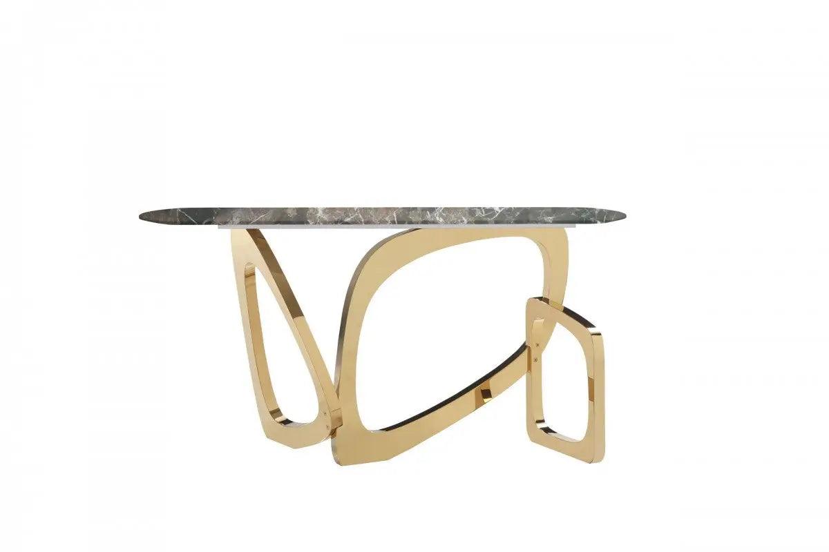 Vig Furniture - Modrest Colton Modern Brown & Gold Console Table - Vgzax112-Brn-Con