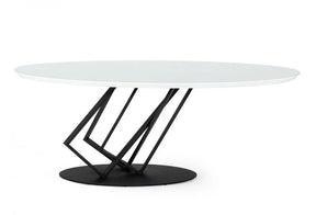 Modrest Corbett Modern High Gloss White WFrosted Glass Dining Table Vgvct1920-3