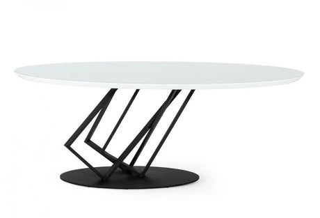 Vig Furniture - Modrest Corbett - Modern High Gloss White W- Frosted Glass Dining Table - Vgvct1920-3
