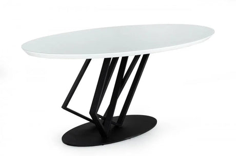 Vig Furniture - Modrest Corbett - Modern High Gloss White W- Frosted Glass Dining Table - Vgvct1920-3