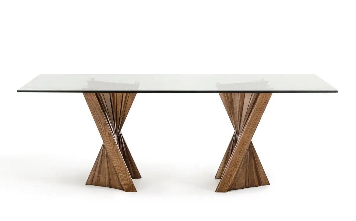 Vig Furniture - Modrest Corbin Modern Walnut & Glass Dining Table - Vgcsdt-1571