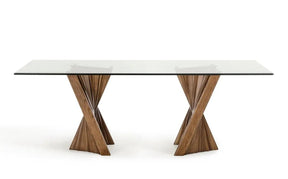 Modrest Corbin Modern Walnut & Glass Dining Table Vgcsdt-1571
