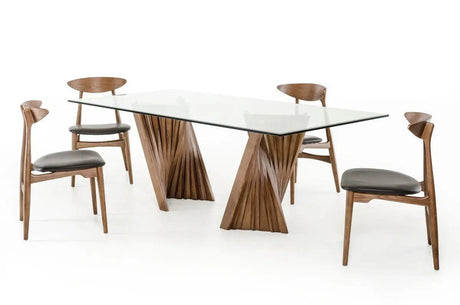 Vig Furniture - Modrest Corbin Modern Walnut & Glass Dining Table - Vgcsdt-1571