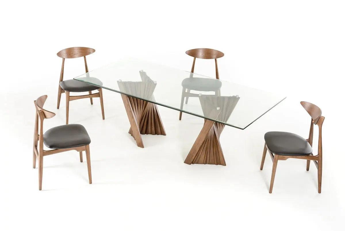 Vig Furniture - Modrest Corbin Modern Walnut & Glass Dining Table - Vgcsdt-1571