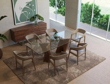 Vig Furniture - Modrest Corbin Modern Walnut & Glass Dining Table - Vgcsdt-1571