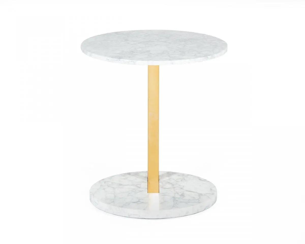 Vig Furniture - Modrest Cordon - Glam White Marble And Brass End Table - Vghk-30015