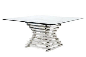Modrest Crawford Contemporary Clear Glass Square Dining Table Vgvct8909