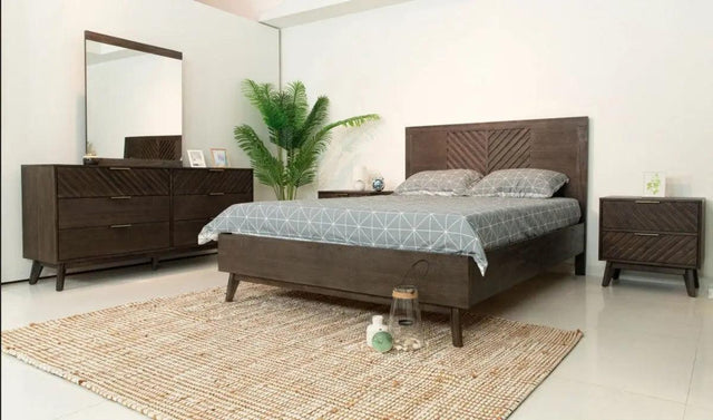 Vig Furniture - Modrest Daisy Mid-Century Dark Acacia Bed - Vgwdkyoto-Bed