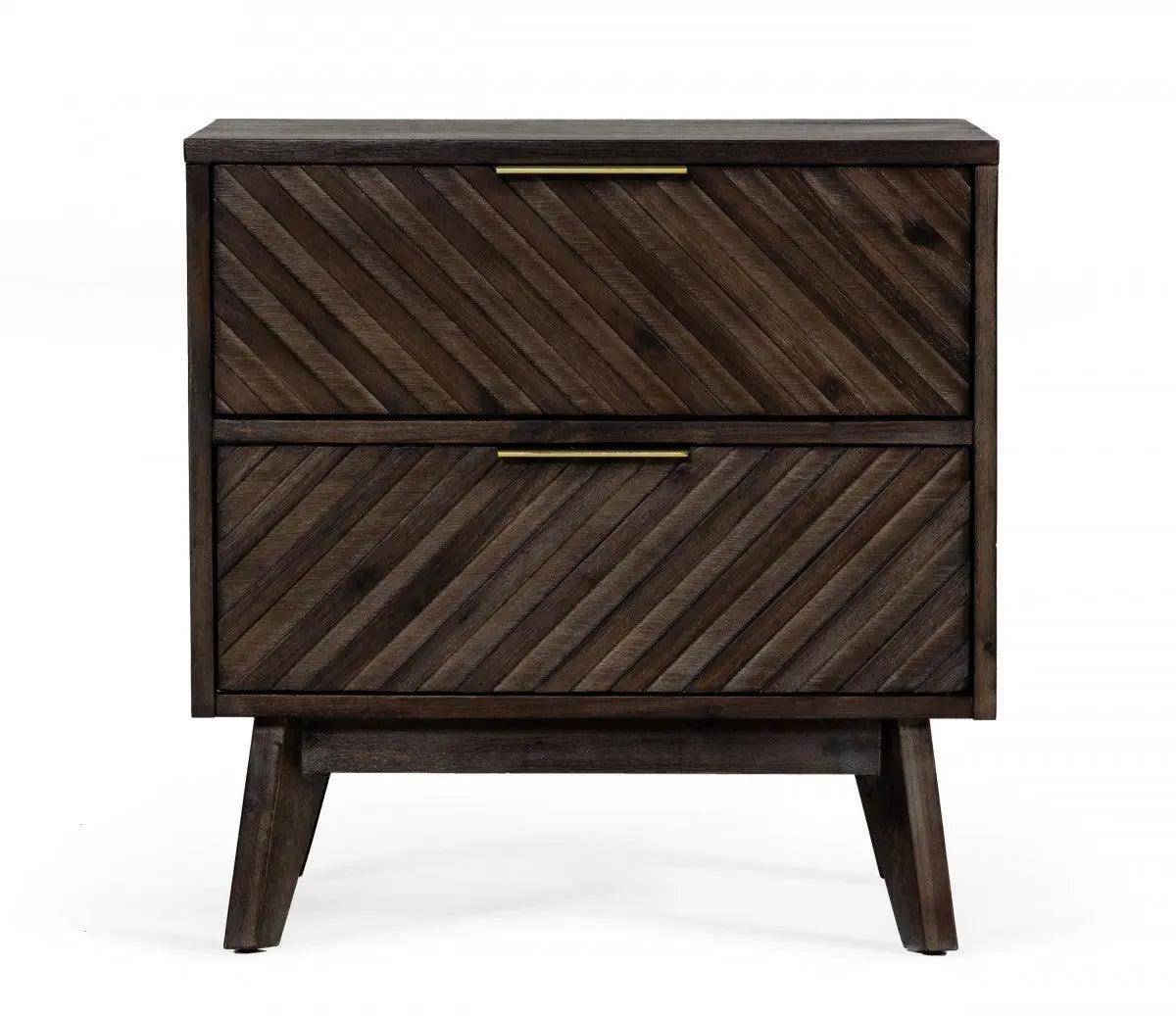 Vig Furniture - Modrest Daisy Mid-Century Dark Acacia Nightstand - Vgwdkyoto-Ns