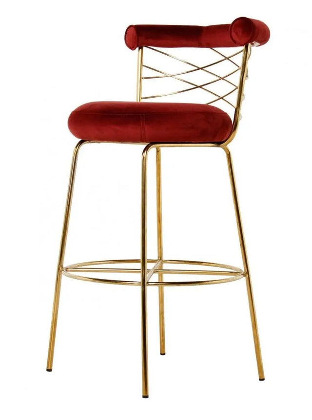 Vig Furniture - Modrest Dakin Modern Glam Red & Gold Barstool - Vgeumc-9700Ch-Bs