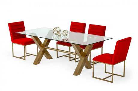 Vig Furniture - Modrest Dandy - Modern Golden & Glass Dining Table - Vggmdt-1305-Dt