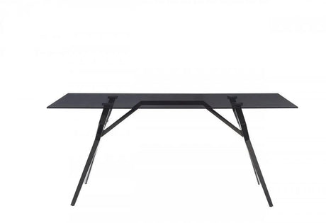 Vig Furniture - Modrest Darley - Modern Grey Glass & Black Stainless Steel Dining Table - Vgzat119-Blk