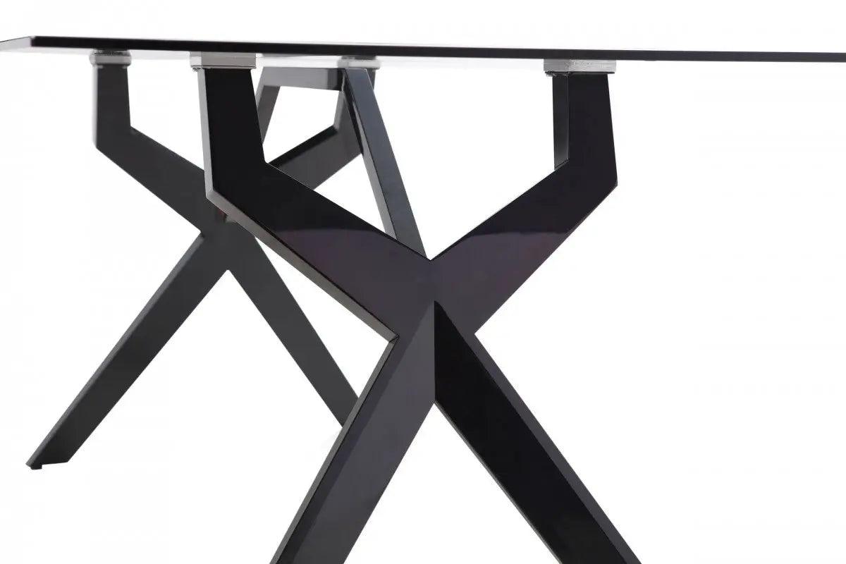 Vig Furniture - Modrest Darley - Modern Grey Glass & Black Stainless Steel Dining Table - Vgzat119-Blk