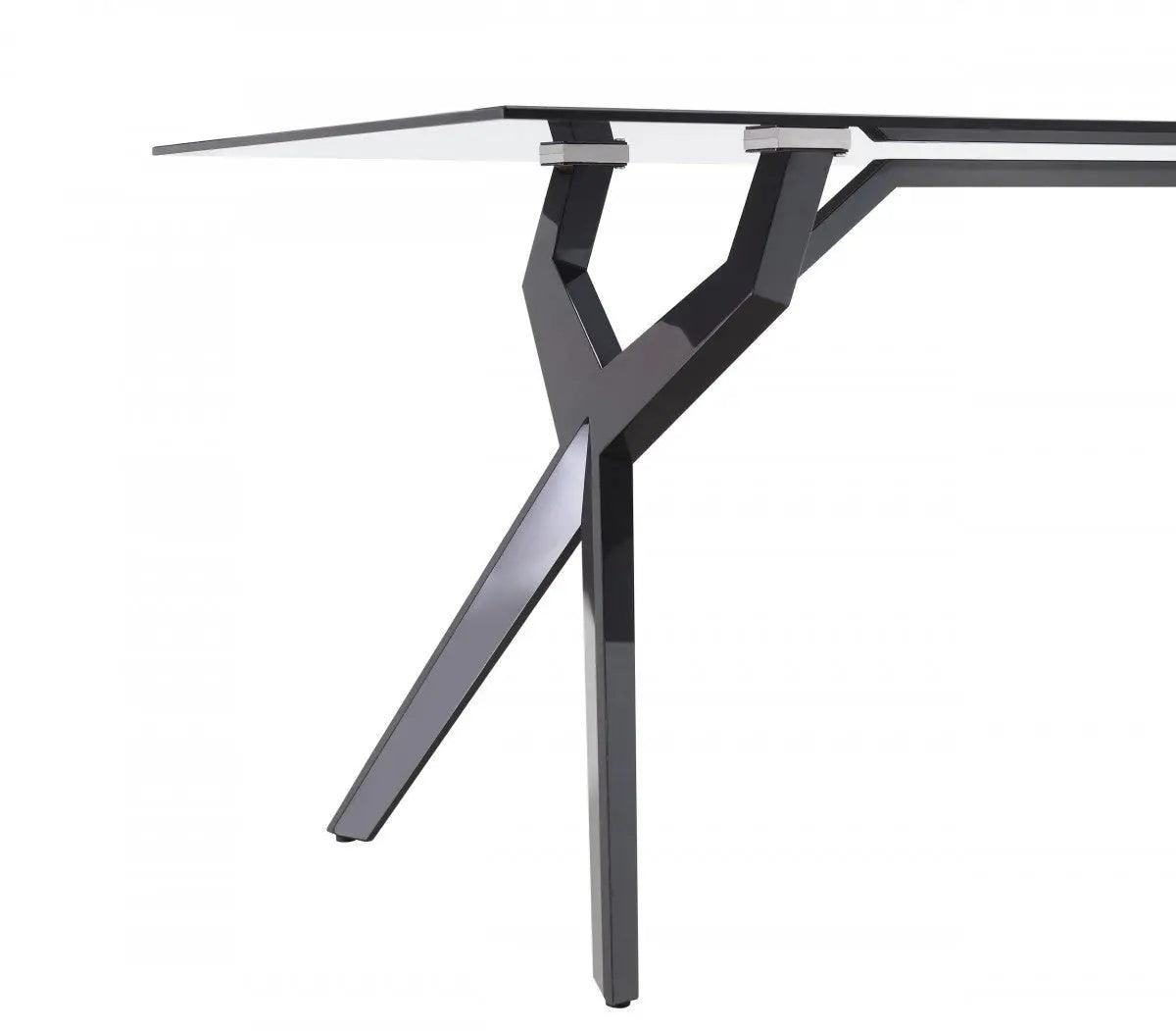 Vig Furniture - Modrest Darley - Modern Grey Glass & Black Stainless Steel Dining Table - Vgzat119-Blk