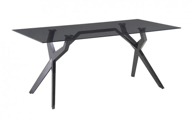 Vig Furniture - Modrest Darley - Modern Grey Glass & Black Stainless Steel Dining Table - Vgzat119-Blk