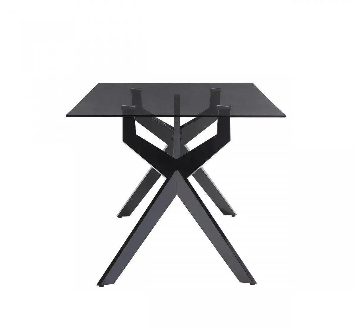 Vig Furniture - Modrest Darley - Modern Grey Glass & Black Stainless Steel Dining Table - Vgzat119-Blk