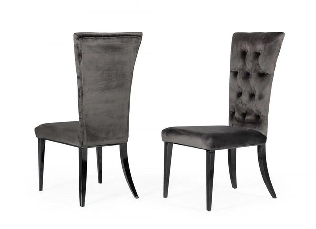 Vig Furniture - Modrest Darley - Modern Grey Velvet Dining Chair Set Of 2 - Vgzay623-Gry