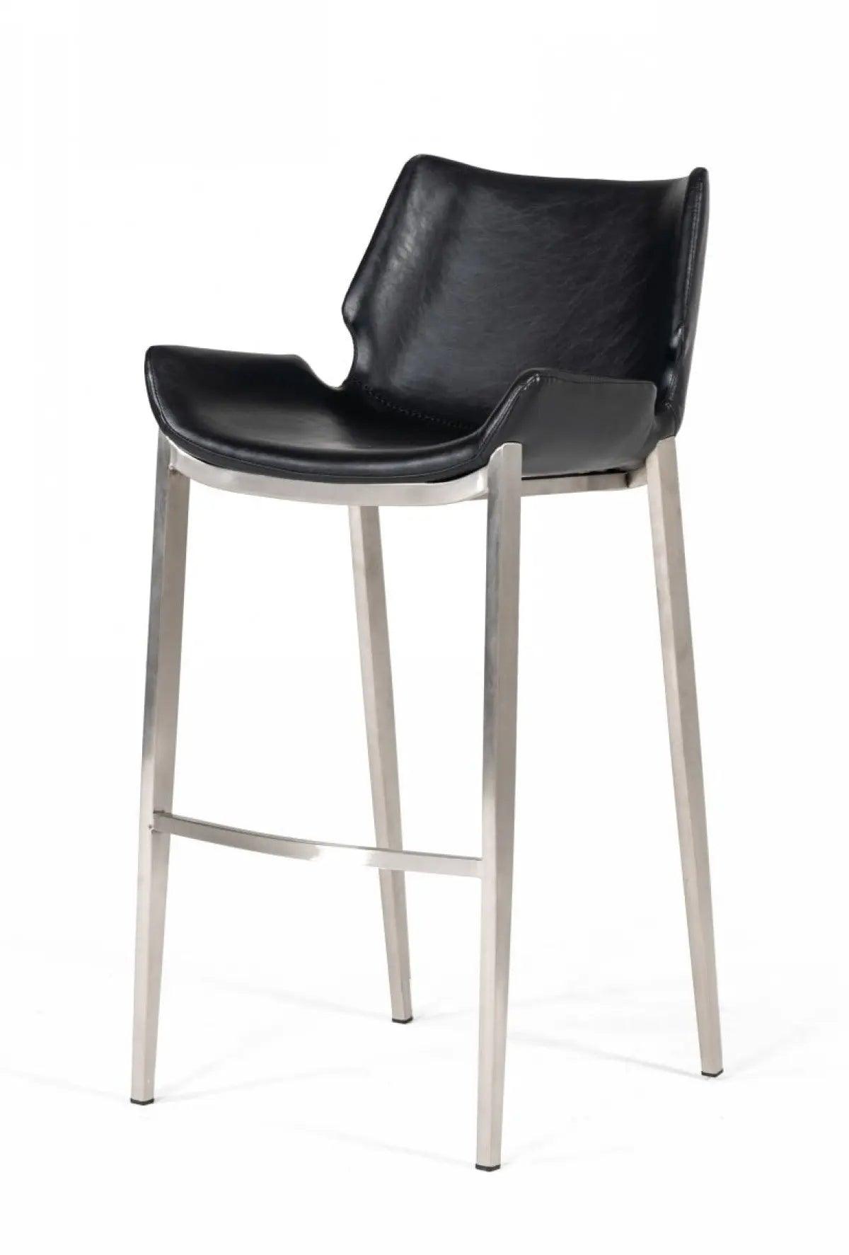 Vig Furniture - Modrest Dave - Modern Black Eco-Leather Bar Stool (Set Of 2) - Vghr5368-B