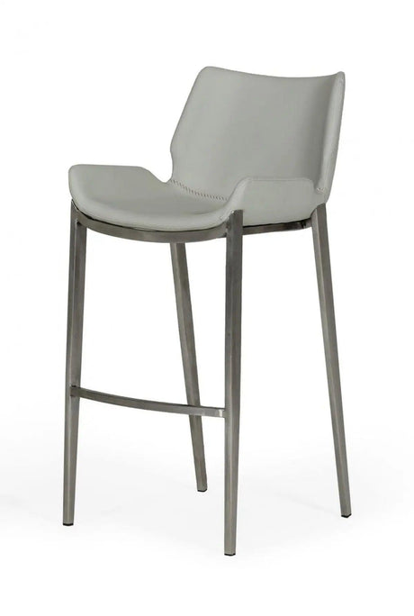 Vig Furniture - Modrest Dave Modern Grey Leatherette Bar Stool (Set Of 2) - Vghr5368-B-Gry-Bs