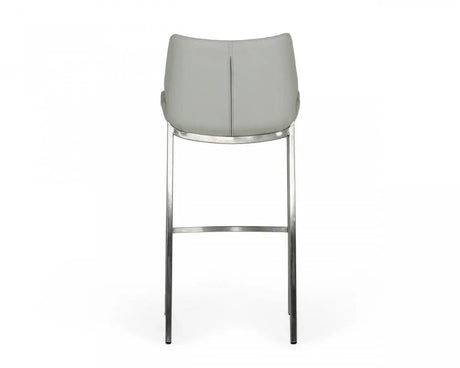 Vig Furniture - Modrest Dave Modern Grey Leatherette Bar Stool (Set Of 2) - Vghr5368-B-Gry-Bs