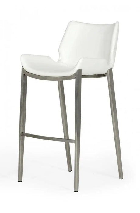 Vig Furniture - Modrest Dave Modern White Leatherette Bar Stool (Set Of 2) - Vghr5368-B-Wht-Bs