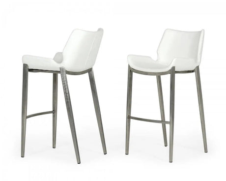 Vig Furniture - Modrest Dave Modern White Leatherette Bar Stool (Set Of 2) - Vghr5368-B-Wht-Bs