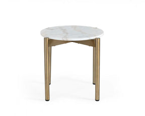 Modrest Denzel White Marble Gold End Table Vggmm-Et-1581-Wht-Et