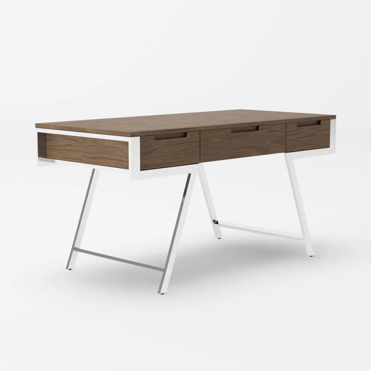 Vig Furniture - Modrest Dessart - Modern Walnut Veneer Desk - Vgbbmq1305-Wal-Desk