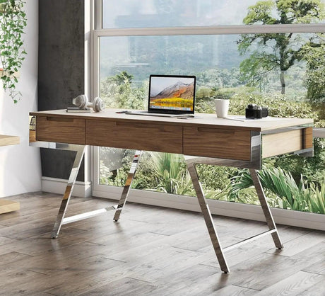 Vig Furniture - Modrest Dessart - Modern Walnut Veneer Desk - Vgbbmq1305-Wal-Desk